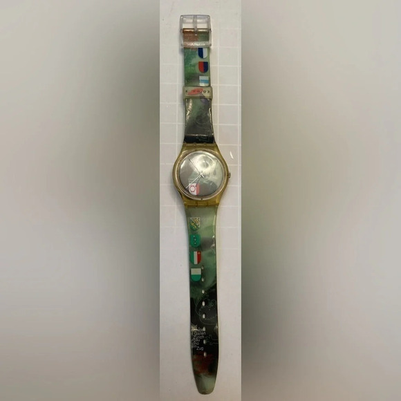 SWATCH Watch Vintage Olympics Men’s Women’s Unisex Multi-National Flags RARE HTF - Picture 1 of 10